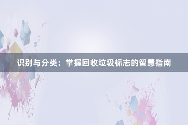 识别与分类：掌握回收垃圾标志的智慧指南